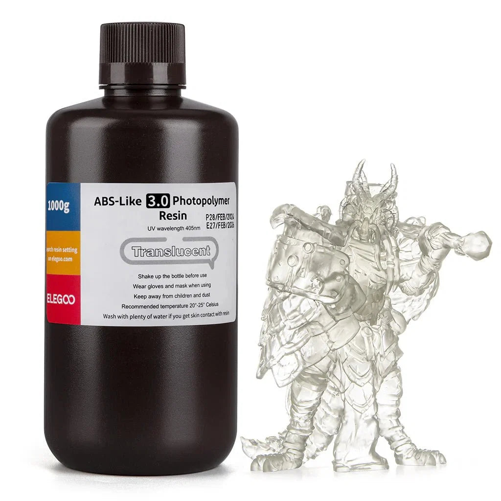 Elegoo SLA resin — high-detail miniature prints showing extreme resolution and fine surface texture
