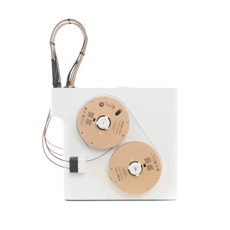 Tape recorder with two spools on a white background