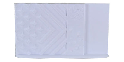 White towel with a textured pattern on a white background