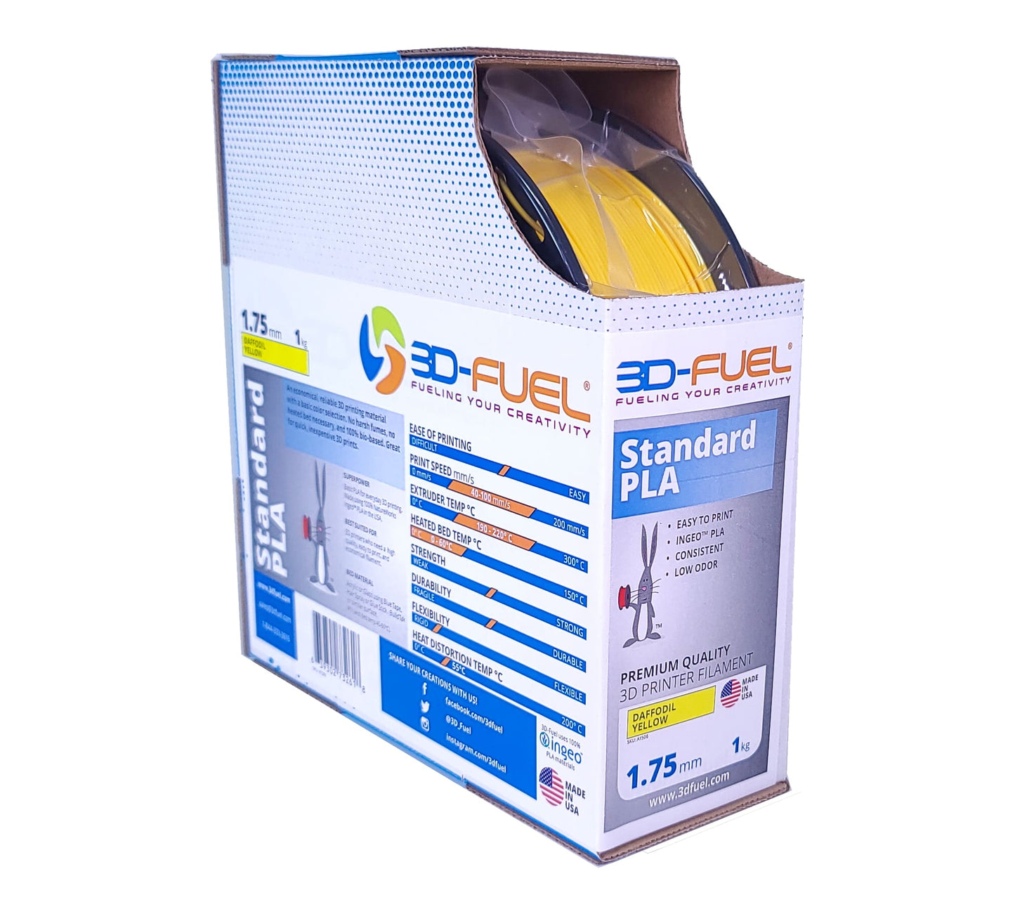 Box of 3D-Fuel Standard PLA filament on a white background