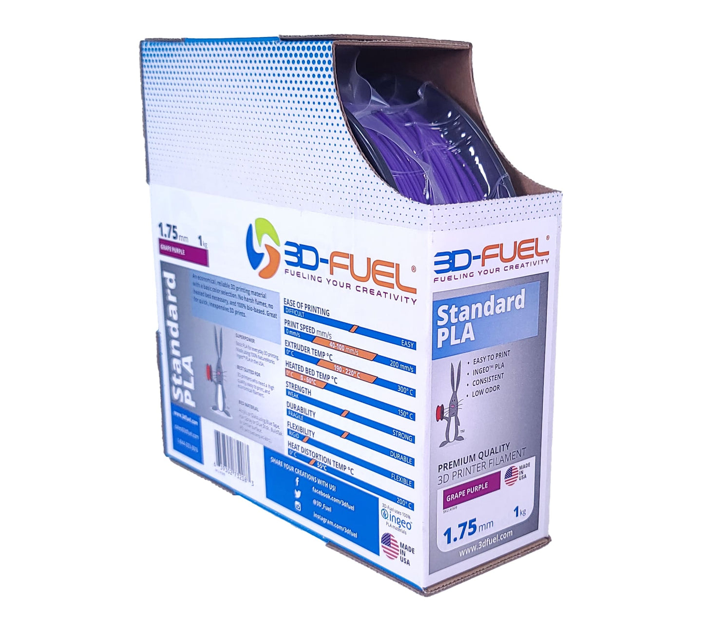Box of 3D-Fuel Standard PLA filament on a white background