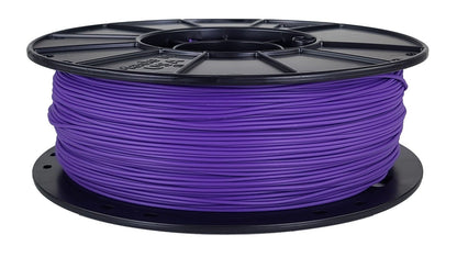 Spool of purple filament on a white background