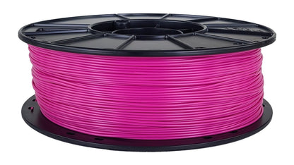 Spool of pink filament on a white background