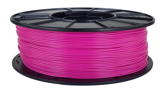 Spool of pink filament on a white background
