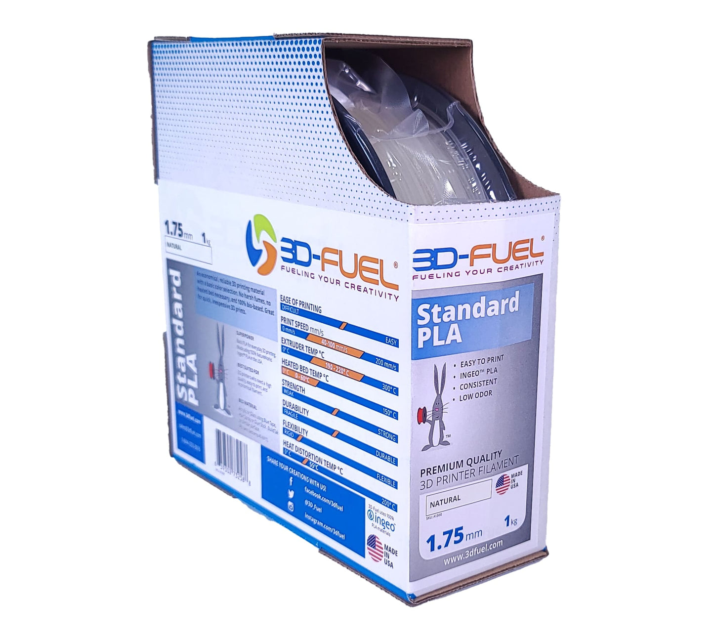 Box of 3D-Fuel Standard PLA filament on a white background